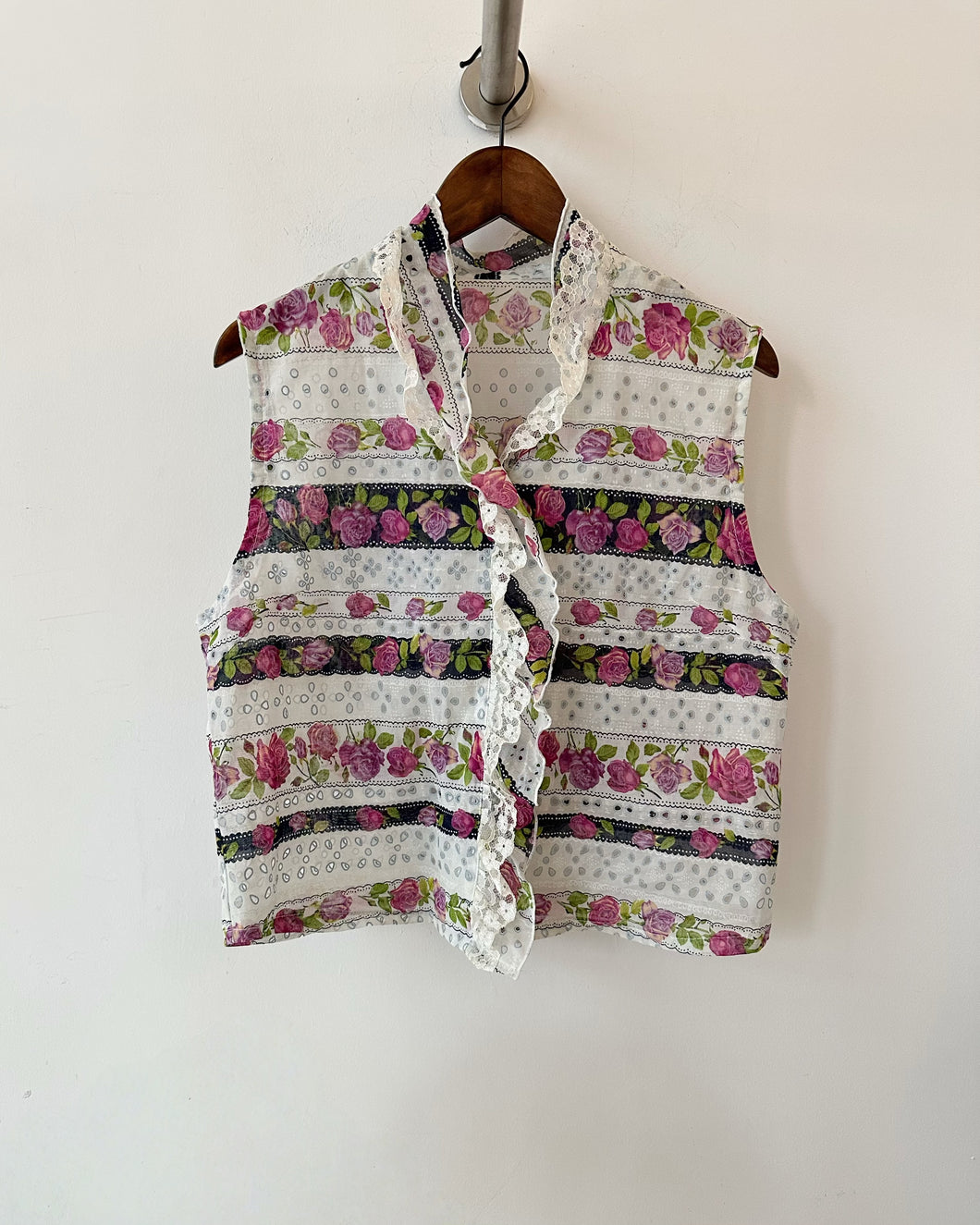 WITZ EXCEED 玫瑰印花背心（古着/日本製/M-L）