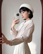 Load image into Gallery viewer, LADIES FASHION 昭和條紋襯衫（古着/日本製）