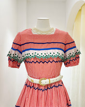 Load image into Gallery viewer, 拼色格紋洋裝（古着/日本製/ S）