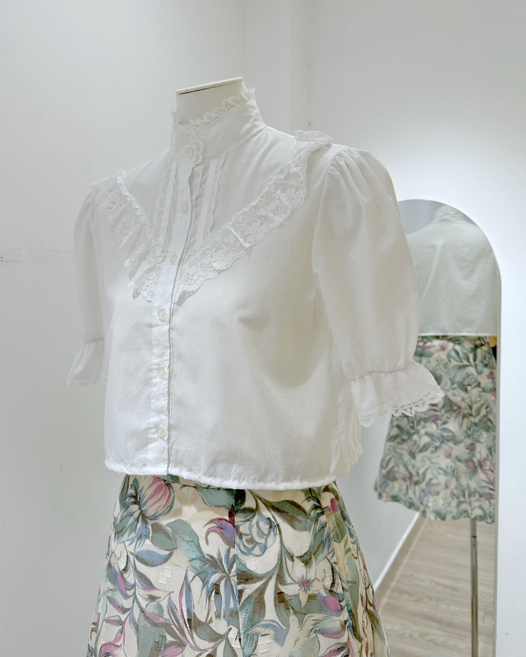 純棉小高領上衣（古着/日本製）