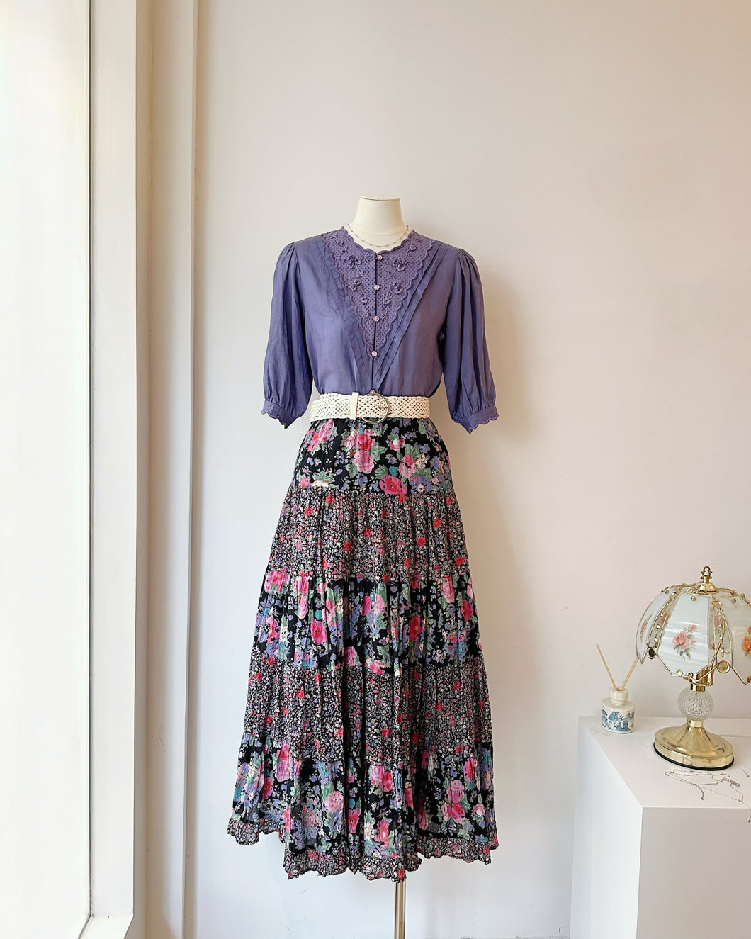 純棉手工刺繡襯衫（古着/日本製/M）