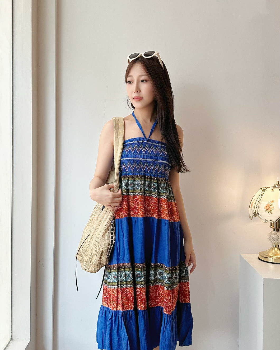 打攬刺繡拼布洋裝（古着/印度製）