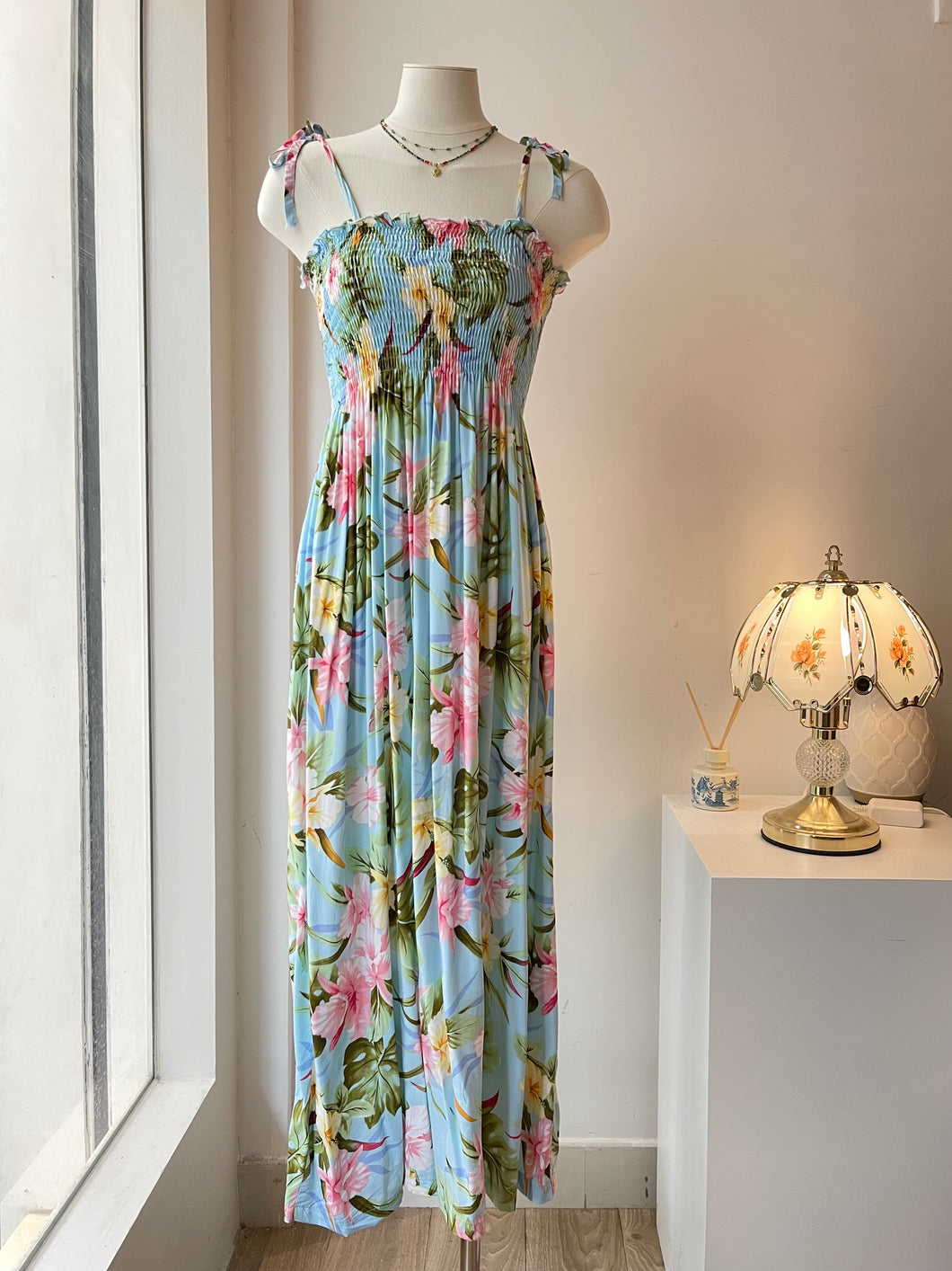 印花吊帶洋裝 （古着）