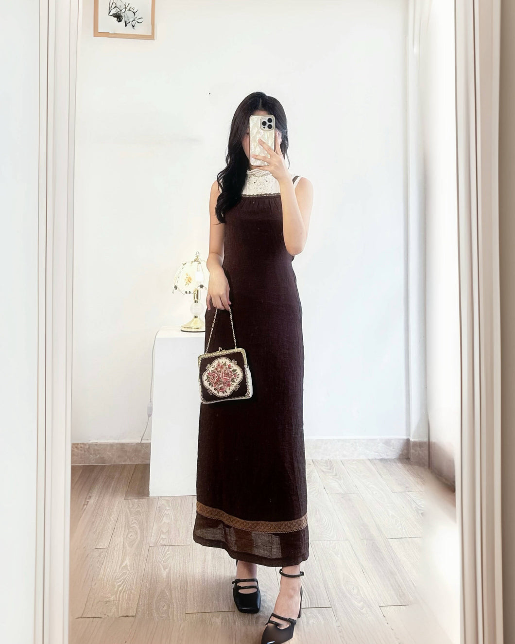 MAN FUNG 閃閃面料吊帶裙（古着）