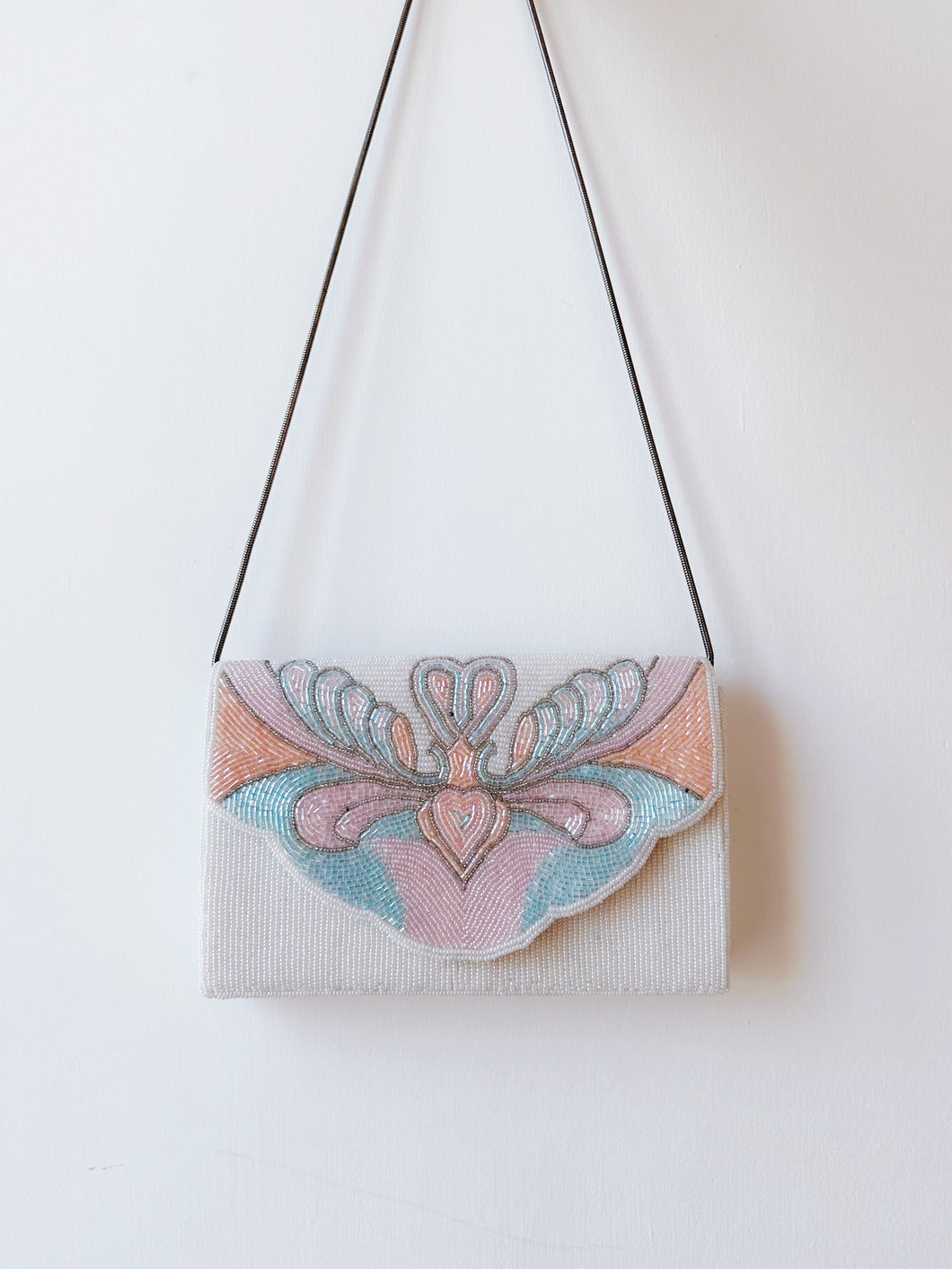 vintage法式手工珠繡宮庭鑲金邊手拿包 （古董／中國製）