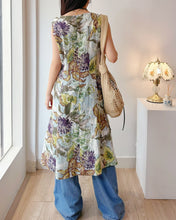 Load image into Gallery viewer, MAX BLUE 麻質印花洋裝（古着/日本品牌中國代工）