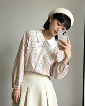 Load image into Gallery viewer, LADIES FASHION 昭和條紋襯衫（古着/日本製）