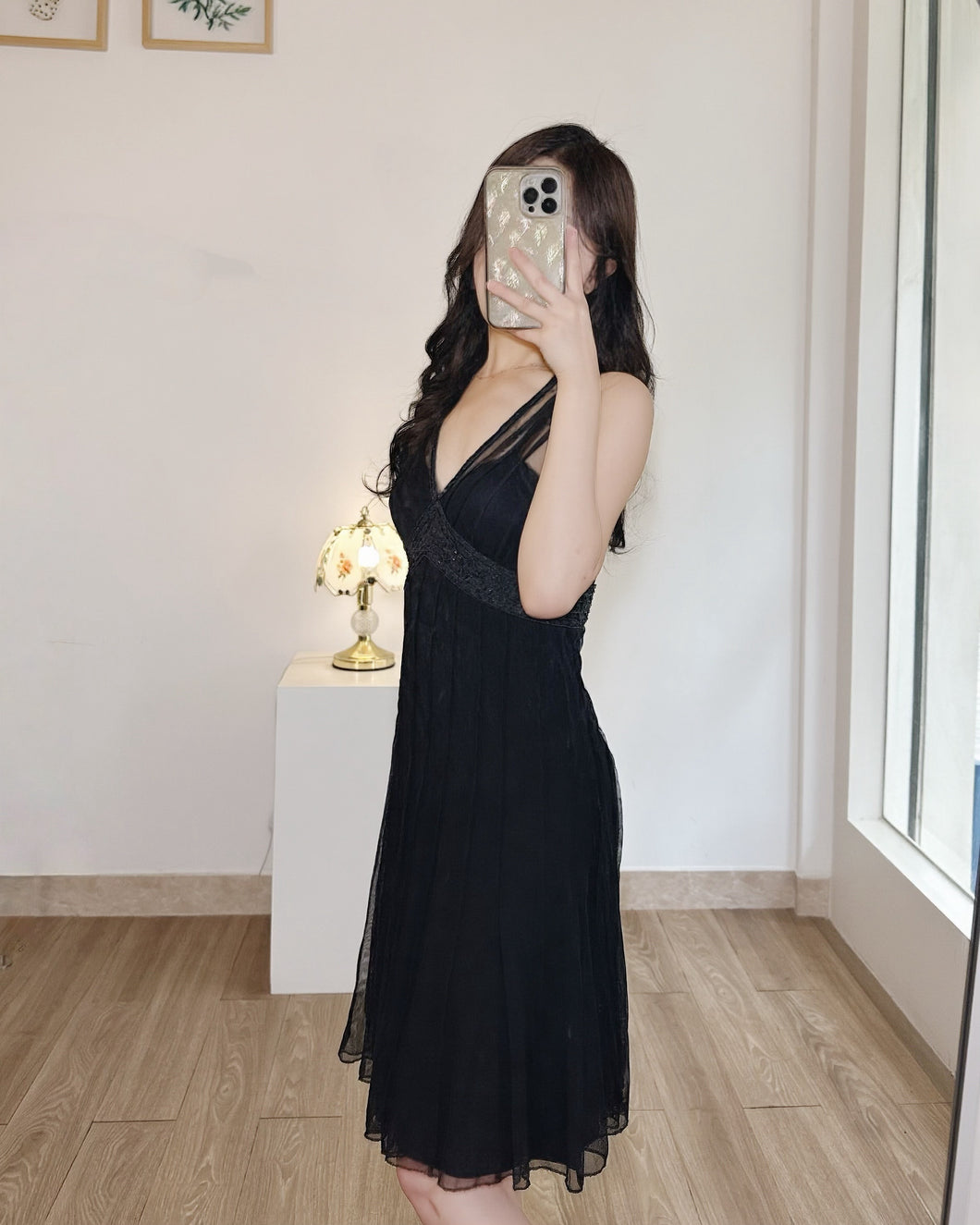 WHITE HOUSE 網紗釘珠洋裝（古着/美國品牌）