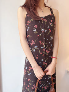 吊帶印花洋裝（古着/日本品牌中國代工）