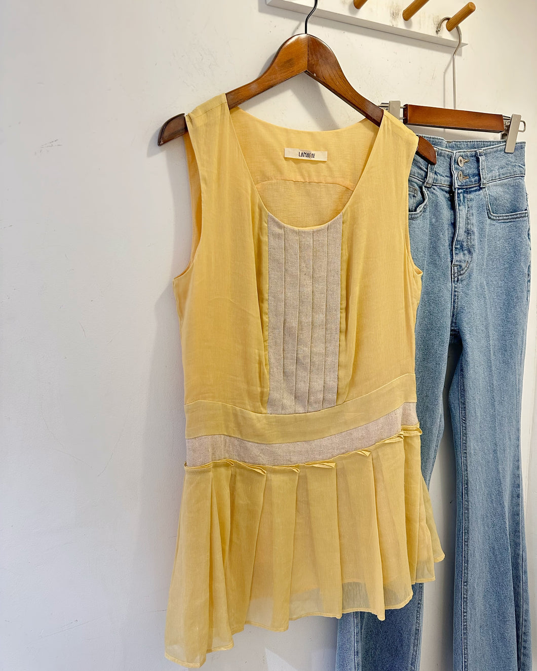 LANAFAY桑蠶絲設計感背心（古着/上海製）